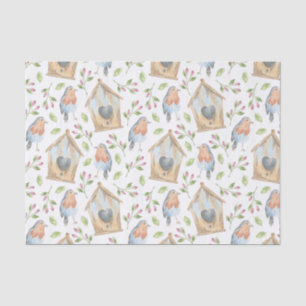 Bird house watercolor spring pattern tissue paper