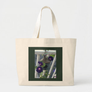 Bird House With Morning Glories Large Tote Bag