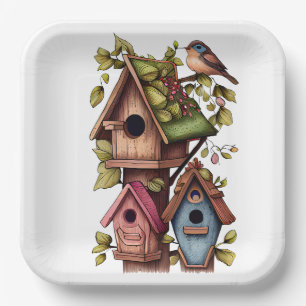 Bird Houses  Paper Plate
