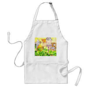 Bird Houses Watercolor Painting Standard Apron