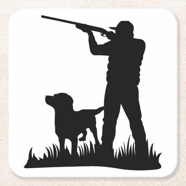 Bird Hunter Square Paper Coaster (Front)