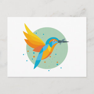 Bird illustration - Kingfisher Postcard