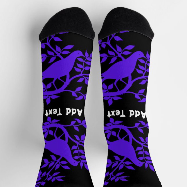 Bird Image Printed Custom Sustainable Premium Crew Socks (Top)