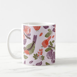 bird in a fruit garden. seamless pattern coffee mug