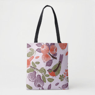 bird in a fruit garden. seamless pattern tote bag