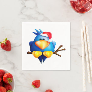 Bird In A Santa Hat Paper Napkins