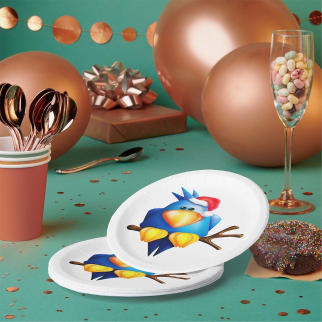 Bird In A Santa Hat Paper Plates (Creator Uploaded)