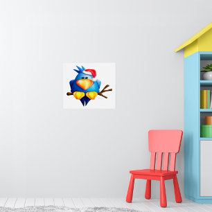 Bird In A Santa Hat Poster