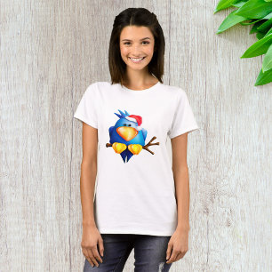 Bird In A Santa Hat Womens T-Shirt