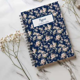 Bird in Blossom Navy Personalised Journal Notebook
