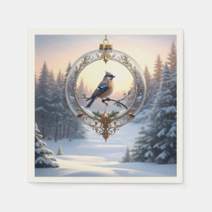 Bird in Christmas Ornament Napkins