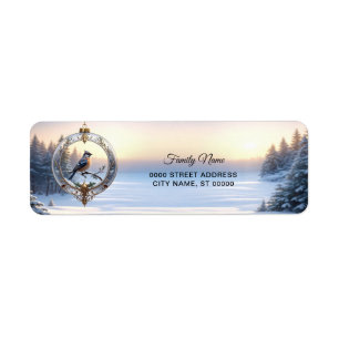 Bird in Christmas Ornament Return Address Label