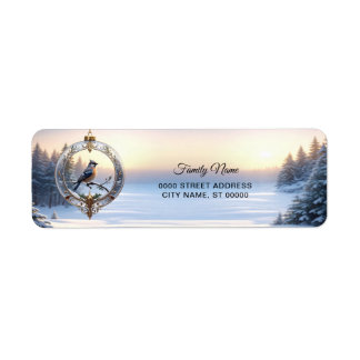Bird in Christmas Ornament Return Address Label
