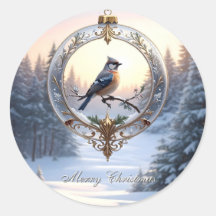 Bird in Christmas Ornament Stickers