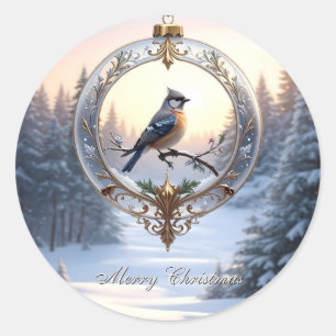 Bird in Christmas Ornament Stickers