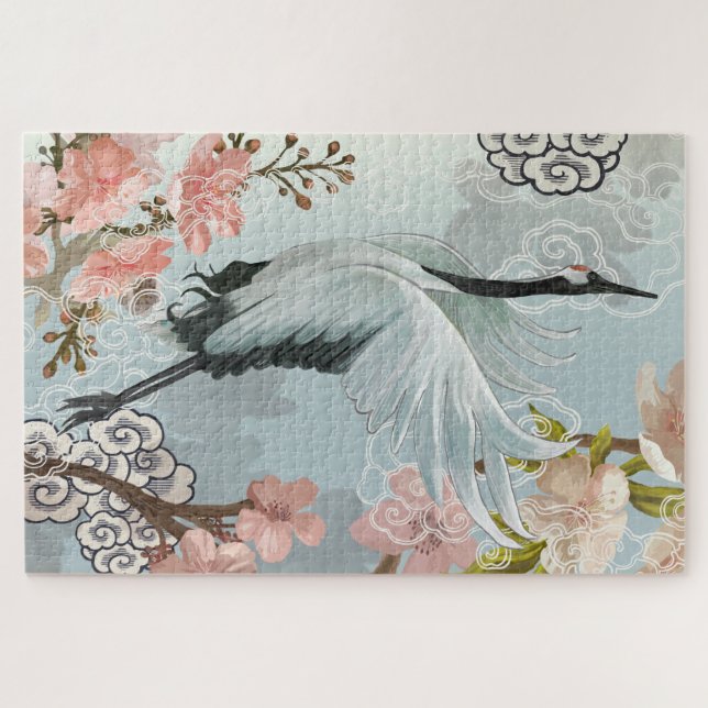 Bird in Flight | Flower Blossoms Jigsaw Puzzle (Horizontal)