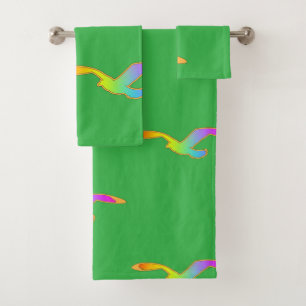 Bird In Flight Repeat Green Bath Towel Set