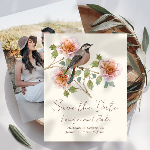 Bird in Florals Save the Date Photo