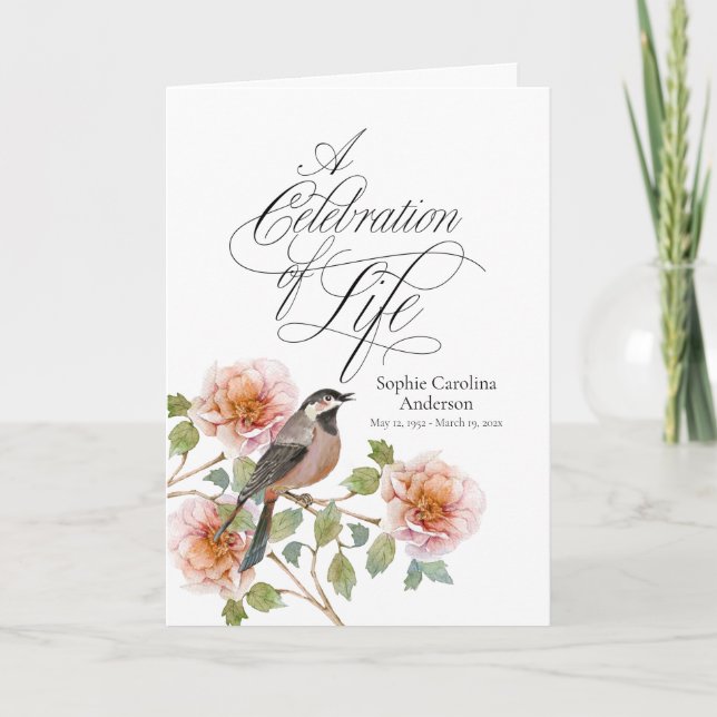 Bird in Flowers Celebration of Life Program (Front)