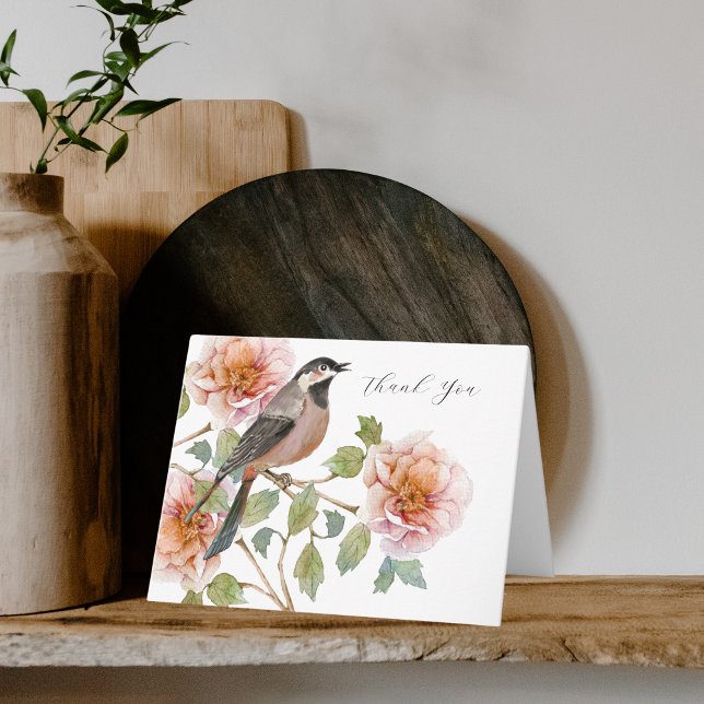BIrd in Flowers Thank You Card (Creator Uploaded)