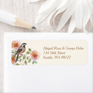 Bird in Flowers Wedding Return Address Label