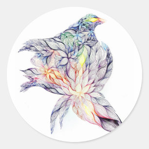 Bird in her nest classic round sticker