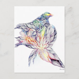 Bird in her nest postcard