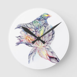 Bird in her nest round clock