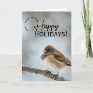 Bird in snow holiday greeting card