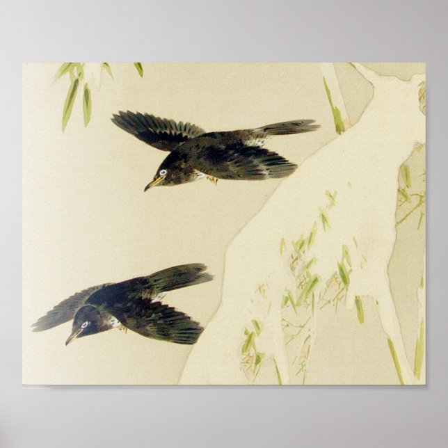 Bird in Snow Scene, Watanabe Seitei Poster (Front)