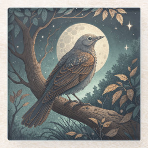 Bird In Tree Glass Coaster