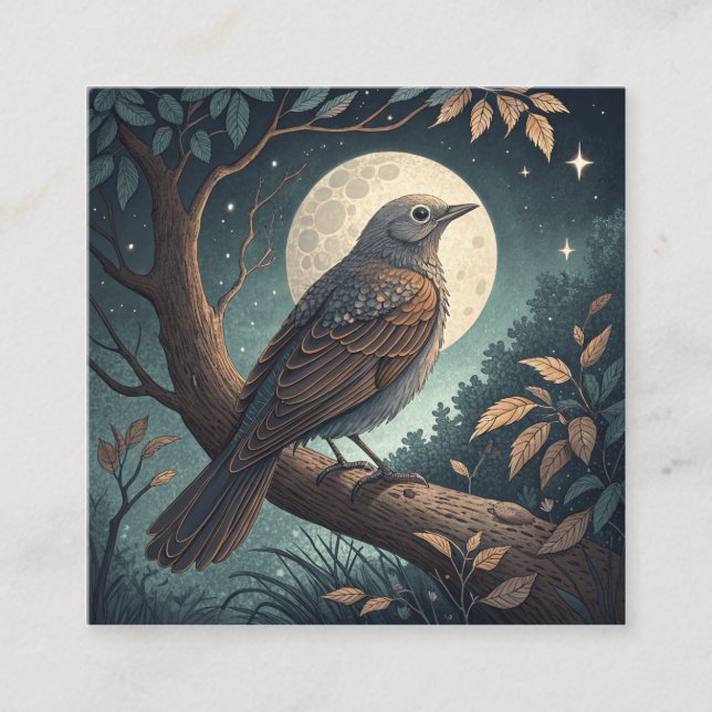 Bird In Tree Square Business Card (Front)