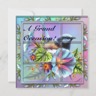 Bird in Window Birthday Invitations Announcements