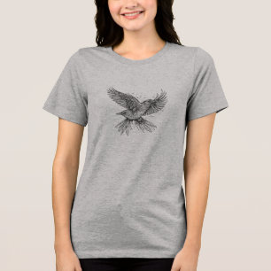 Bird Line Art T-Shirt Minimalist One Line Drawin Tri-Blend Shirt