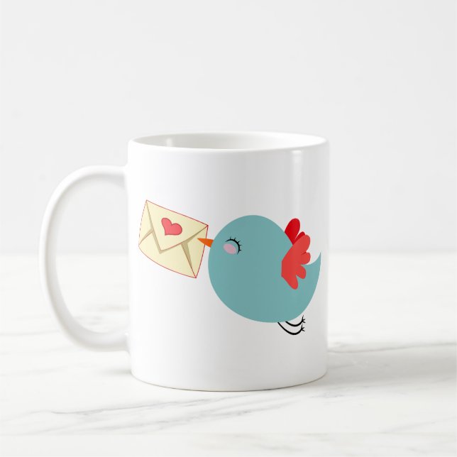Bird Love Messages Tweets Coffee Mug (Left)