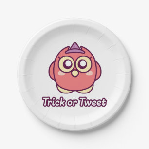 Bird Lover Halloween Cute Owl Witch Paper Plate