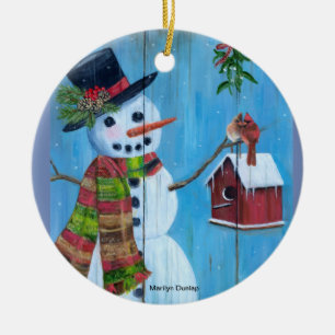 Bird Lovers and Mistletoe Ceramic Tree Decoration