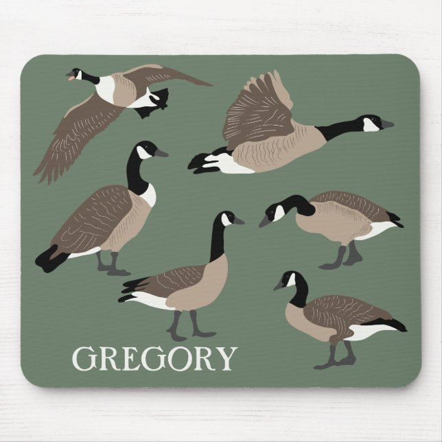Bird Lovers Canada Geese Illustration Personalised Mouse Pad (Front)
