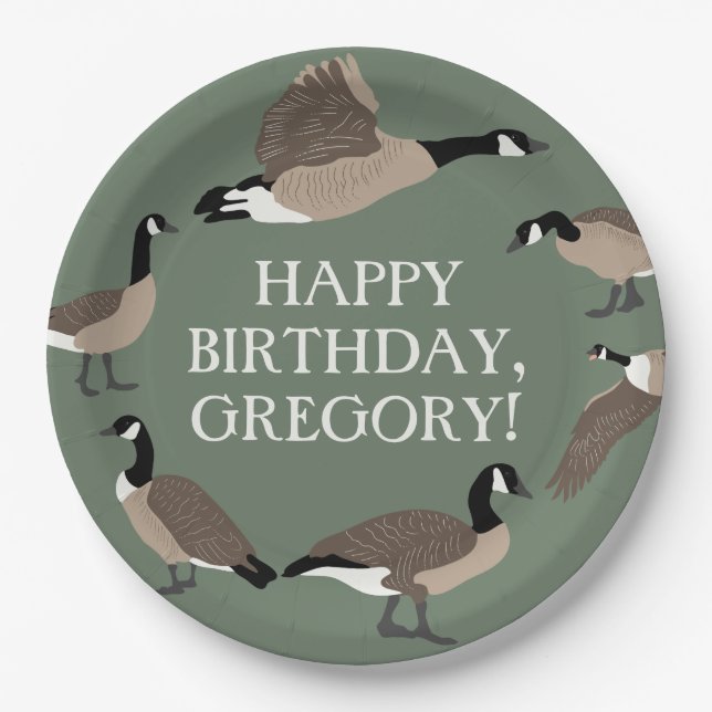 Bird Lovers Canada Geese Illustration Personalised Paper Plate (Front)