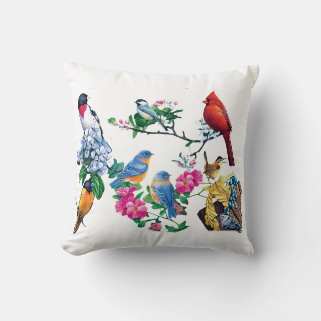 Bird Lovers Throw Pillow (Front)