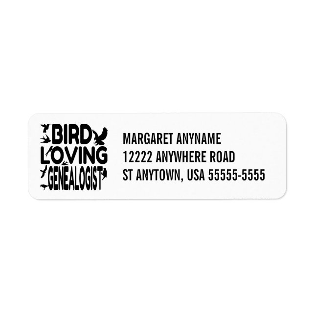 Bird Loving Genealogist Return Address Label (Front)