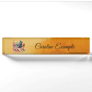 Bird magic in a sea of flowers, nameplate