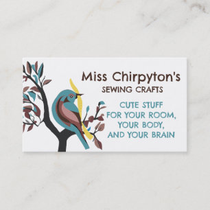 Bird measuring tape sewing seamstress crafts business card