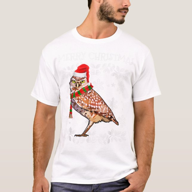 Bird Merry Christmas Ornament Burrowing T-Shirt (Front)