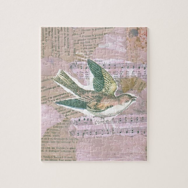 Bird Mixed Media Collage Jigsaw Puzzle (Vertical)