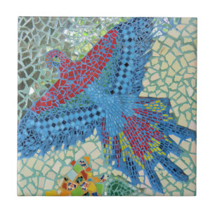 Bird mosaic ceramic tile