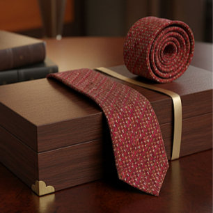 Bird Motif Vintage Mayan Burgundy Red Tie
