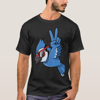Bird My Cool Blue Jay With Sunglasses Peace T-Shirt