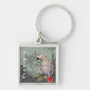 Bird nerd african grey parrot key ring
