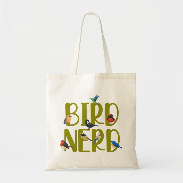 Bird Nerd Bird Watching Tote Bag (Front)